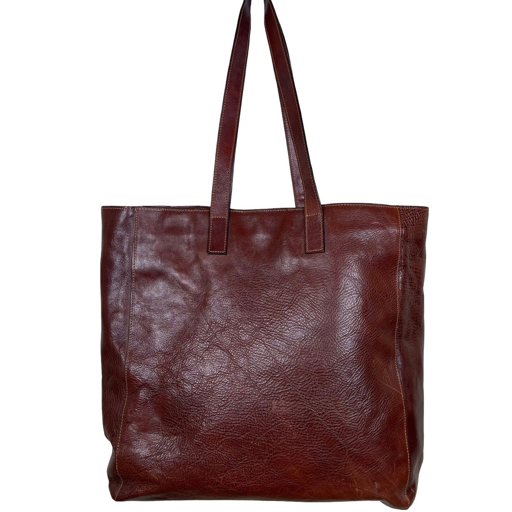 Cambridge Leather Tote Shoulder Bag Brown Minimalist Distressed Professional